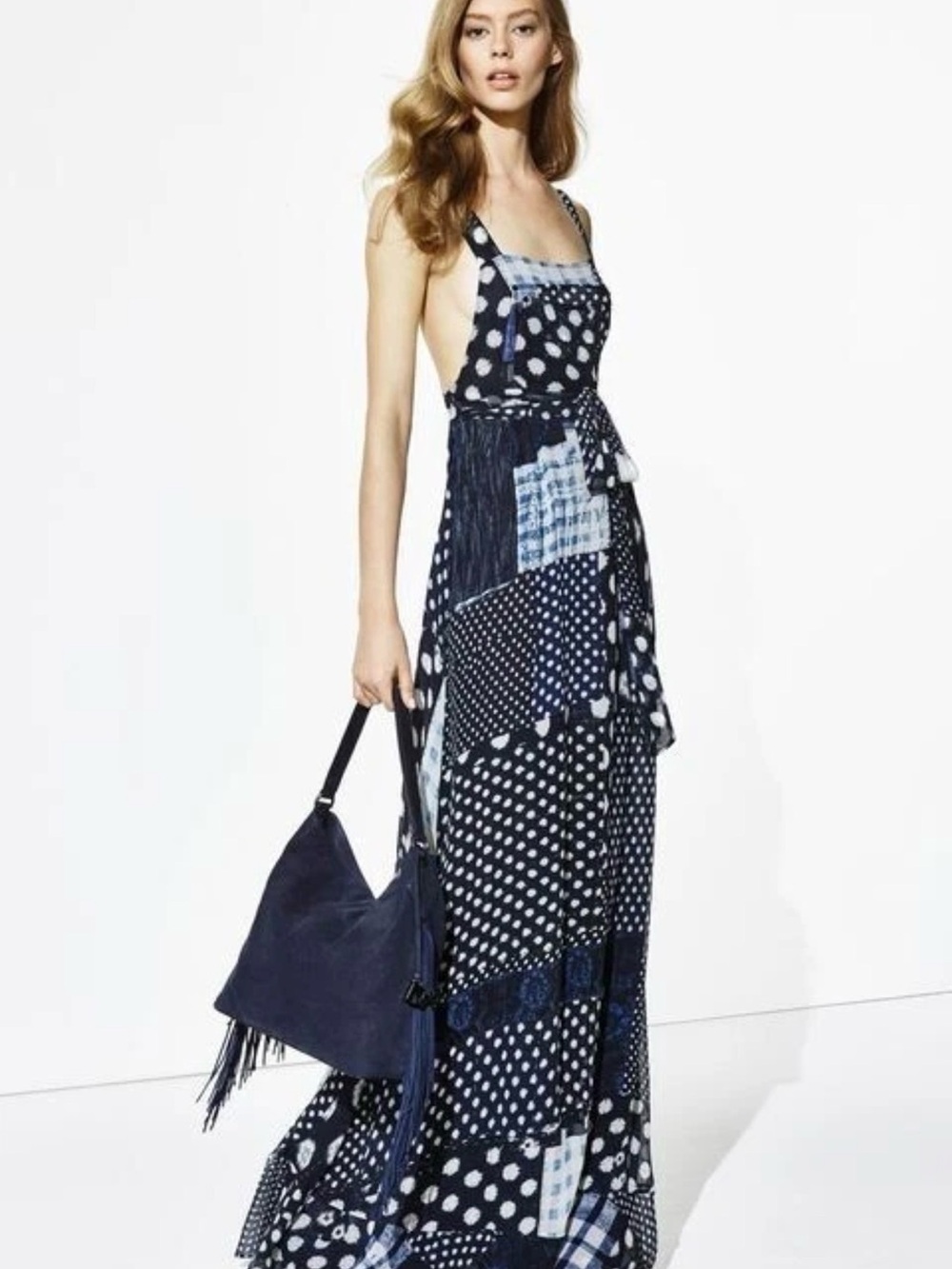 Diane Von Furstenberg DVF Chiffon Apron Maxi Dress Size 6 Resort 2016 - Picture 4 of 4